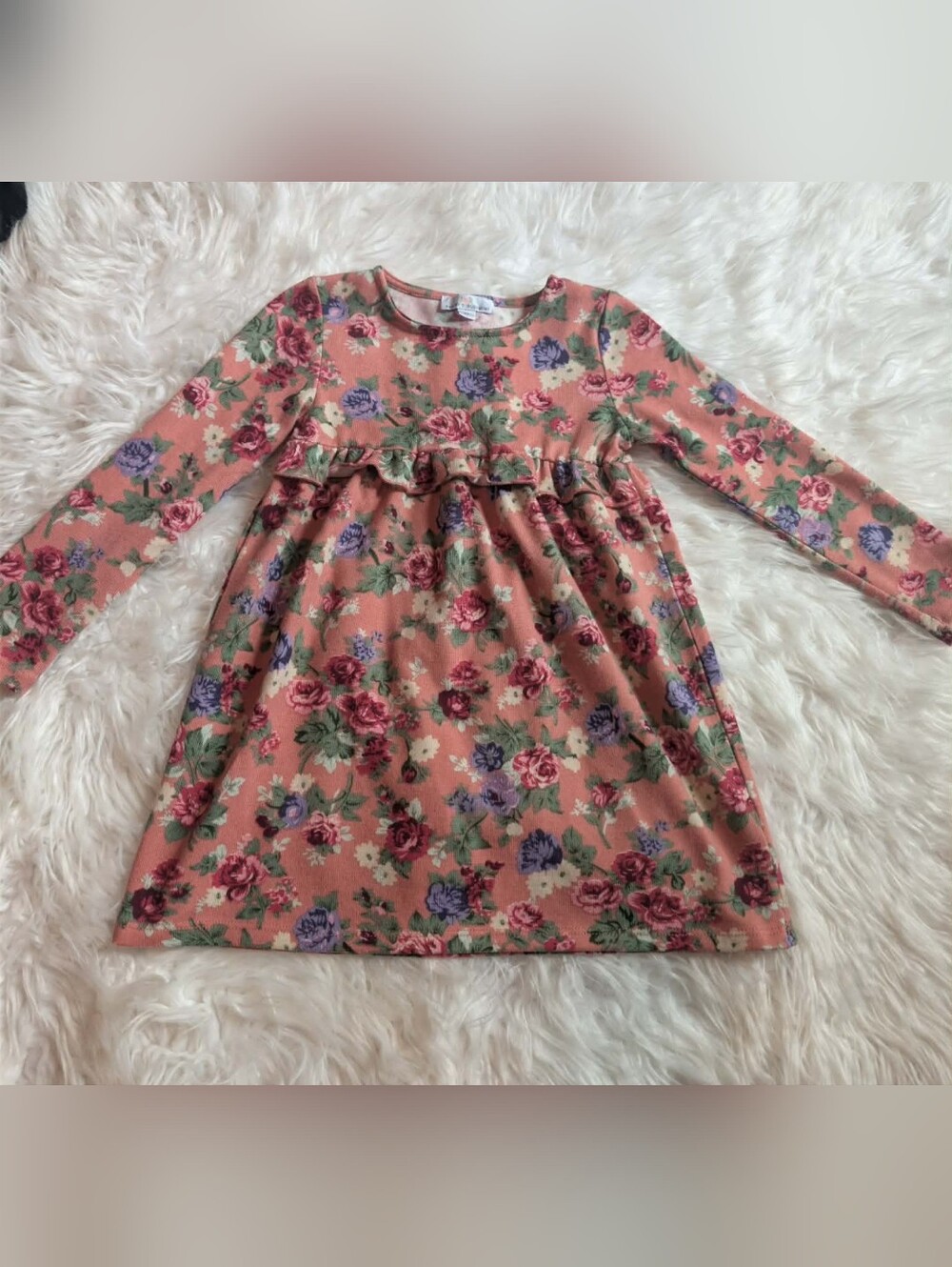Girls' Long-Sleeve Floral Dress - Pink Floral